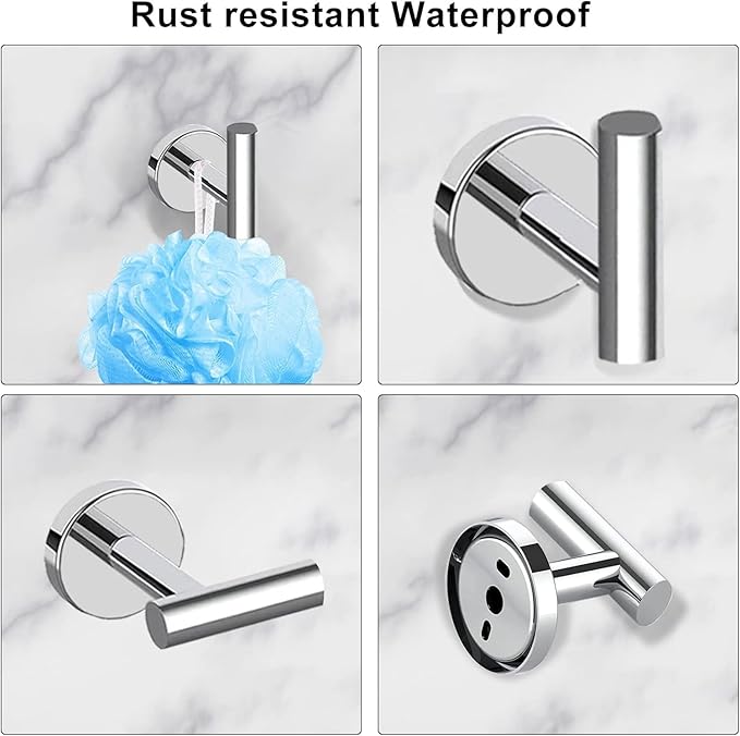 Newfun 10-Pieces Bathroom Hardware Set, Includes 24 Inch Towel Racks for Bathroom Wall Mounted, Toilet Paper Holder, Towel Hooks for Bathrooms, Towel Rings for Bathroom Wall (Polished Chrome)