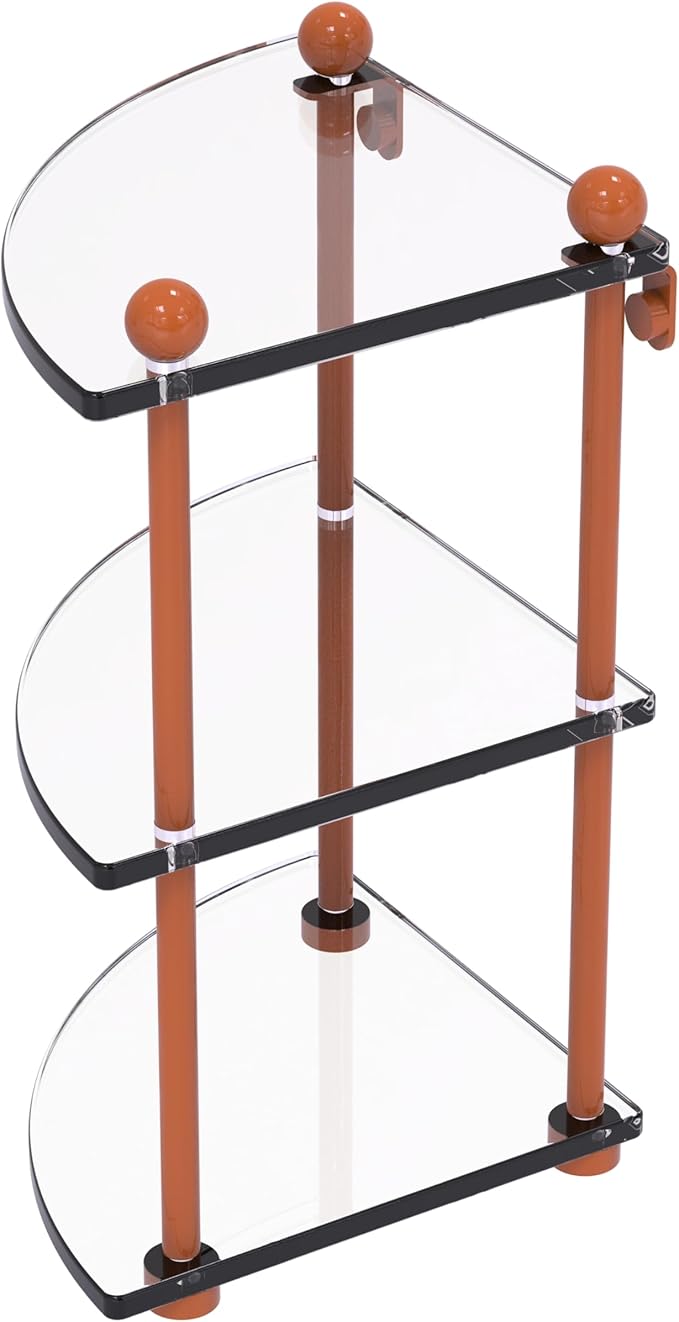 Allied Brass PR-6-ASP Three Tier Corner Glass Shelf, Autumn Sparkle
