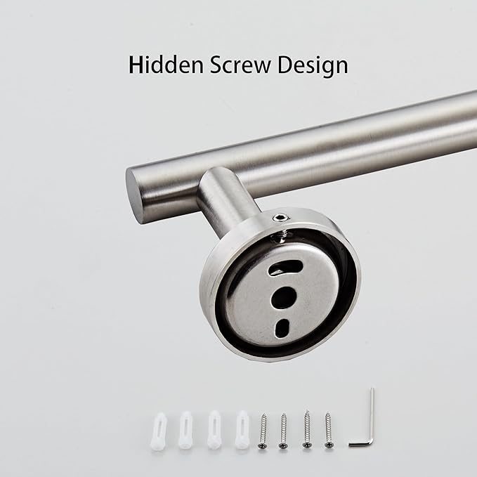 Bath Towel Bar, 12 Inch 304 Stainless Steel Thicken Towel Holder for Bathroom Wall, Towel Holder Brushed Nickel Finished Wall Mount (Total Length 14-Inch)