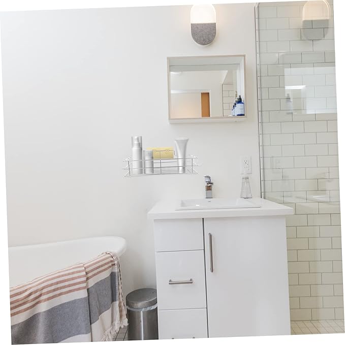 Cabilock Bathroom Storage Rack Punch Wall Mounted Shelf for Toiletries Stainless Steel Design with Hollow Bottom for Quick Drainage Elegant Organizer for Bathroom