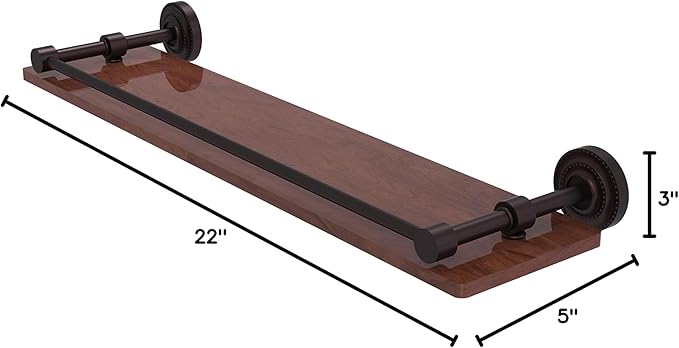 Allied Brass DT-1-22-GAL-IRW Dottingham Collection 22 Inch Solid IPE Ironwood Gallery Rail Wood Shelf, Antique Bronze
