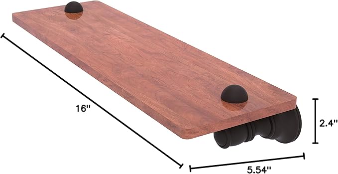 Allied Brass CL-1-16-IRW Carolina Collection 16 Inch Wood Shelf, Oil Rubbed Bronze