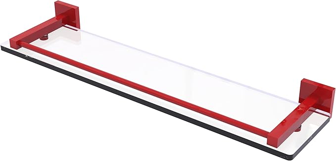 Allied Brass MT-1-22-GAL-FER Montero Collection 22 Inch Glass Shelf with Gallery Rail, Fire Engine Red