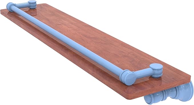 Allied Brass CL-1-22-GAL-IRW-FTB Carolina Collection 22 Inch Wood Shelf with Gallery Rail, Flat Troll Blue