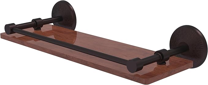 Allied Brass MC-1-16-GAL-IRW-ABZ Monte Carlo Collection 16 Inch Solid IPE Ironwood Gallery Rail Shelf, Antique Bronze