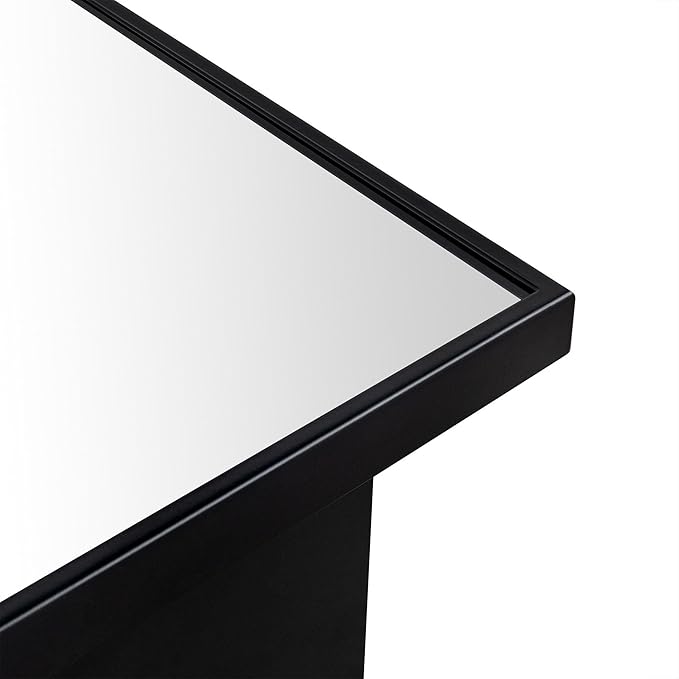 TEHOME 16.5'' x 24'' Black Recessed and Surface Mount Bathroom Medicine Cabinet with Mirror Matt Black Square Cornered Metal Framed Rounded Rectangle Medicine Cabinet Mirror