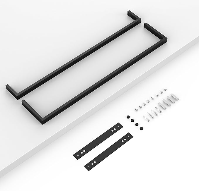 FORIOUS Double Towel Rack, 24 Inch Towel Racks for Bathroom Wall Mounted, Heavy-Duty SUS304 Stainless Steel Towel Bar, 2-Tier Design Heavy Duty Towel Rack, Matte Black