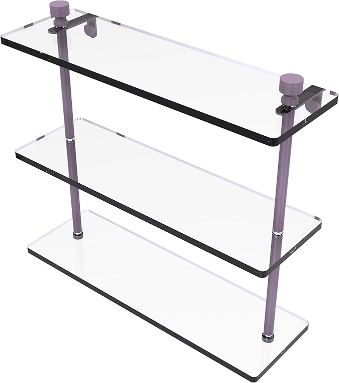 Allied Brass FT-5/16-LVN Foxtrot Collection 16 Inch Triple Tiered Glass Shelf, Lavender