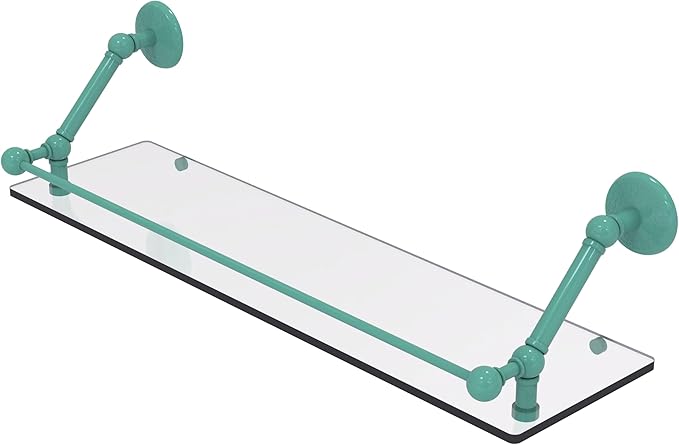 Allied Brass PMC-1-30-GAL-SFG Prestige Monte Carlo 30 Inch Floating Glass Shelf with Gallery Rail, Sea Foam Green