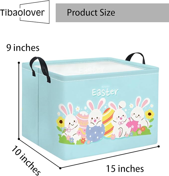 Rectangular Easter Basket Easter Basket for Kids Baby Storage Basket Cute Toy Storage Bin Organizer Shelf Book Basket Easter Room Decor(Cartoon Easter Basket)