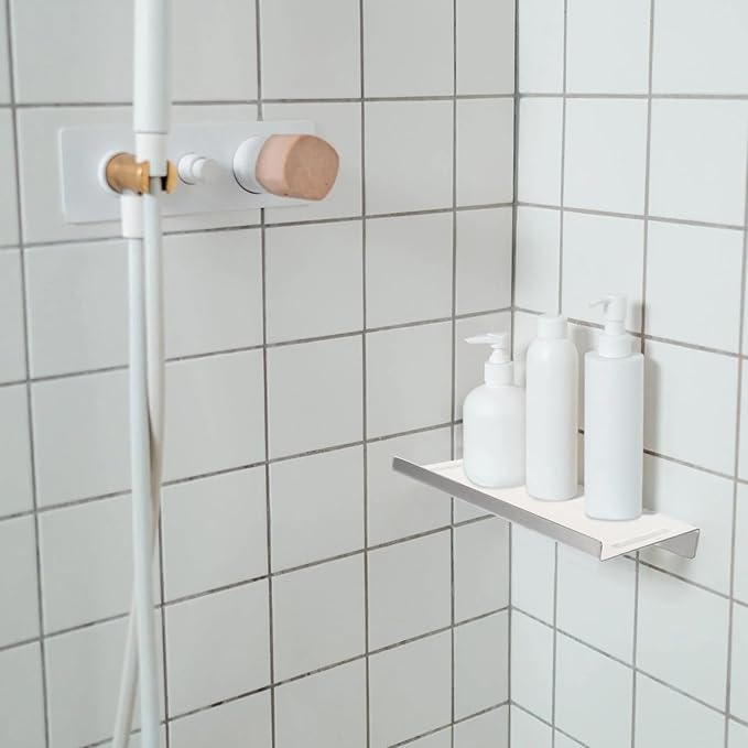 Mobestech Stainless-Steel Storage Rack Wall-Mounted Bathroom Organizer 1.2Mm Brushed Sundries Holder Toilet Paper and Shampoo Shelf for Bathroom Storage