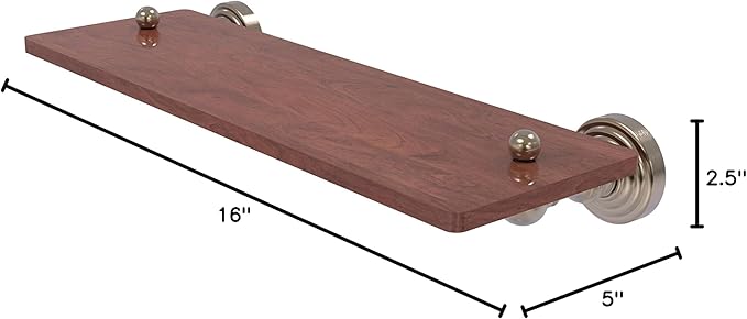 Allied Brass WP-1-16-IRW Waverly Place Collection 16 Inch Solid IPE Ironwood Wood Shelf, Antique Pewter