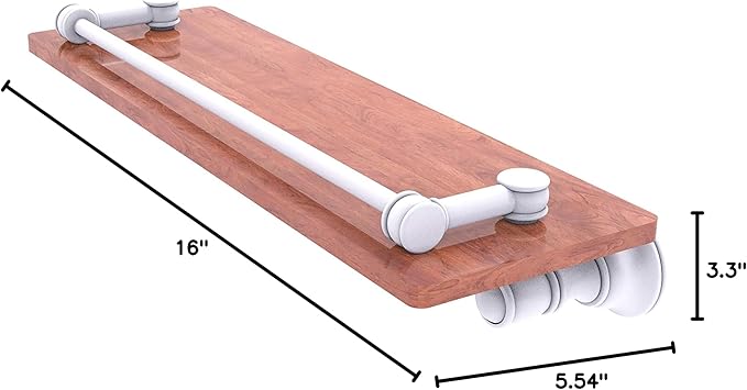 Allied Brass CL-1-16-GAL-IRW Carolina Collection 16 Inch Gallery Rail Wood Shelf, Matte White