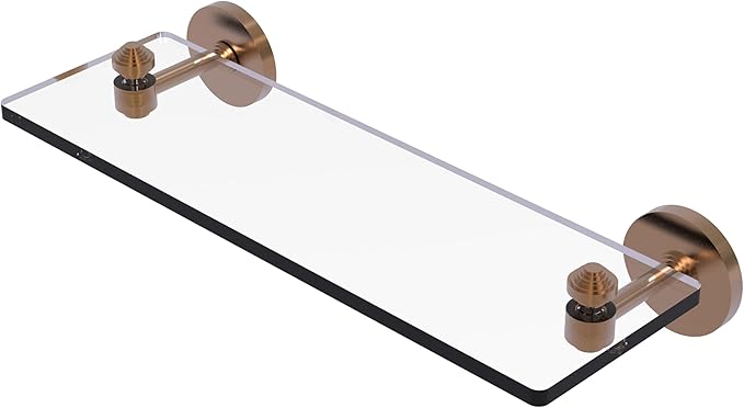 Allied Brass SB-1/16-BBR South Beach Collection 16 Inch Glass Vanity Beveled Edges Shelf, Brushed Bronze