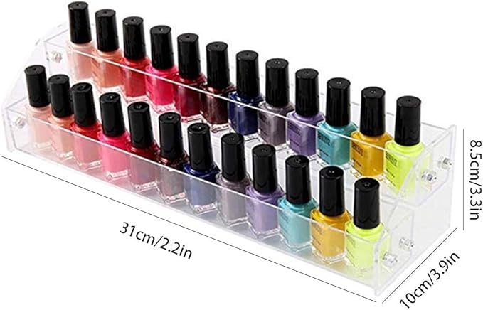 Acrylic Nail Polish Organiser 2 Tier Clear Nail Polish Holder Essential Oils Organiser Shelves Display Rack Stand,Nail Polish Lipstick Organise Stand Holder,Transparent Makeup Organizer for Bottles