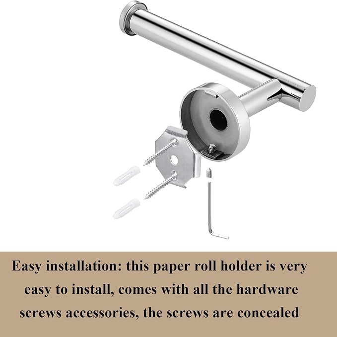5-Piece Bathroom Hardware Set, Chrome SUS304 Stainless Steel Bathroom Accessories Kit, Includes 24" Towel Bar, Toilet Paper Holder, Towel Ring & 2 Robe Hooks, Wall Mounted, Rustproof Modern Design