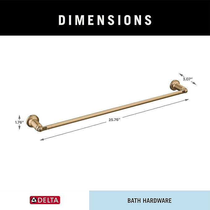Delta Saylor (1-Pack) 24'' Towel Rack for Bathroom Champagne Bronze Towel Bar for Bathroom Wall Towel Holder Rod Wall Mounted 73524-CZ