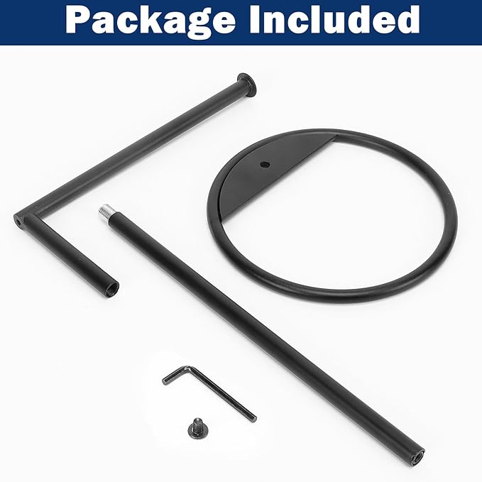 NearMoon Hand Towel Holder Stand, Thicken Metal L Shape Hand Towel Rack, Small Towel Ring, Stable Standing Towel Bar for Bathroom Kitchen Vanity Countertop, 8” L 14” H (Matte Black, 3 Pack)
