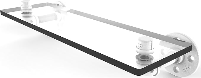 Allied Brass P-400-16-GS Pipeline Collection 16 Inch Glass Shelf, Matte White
