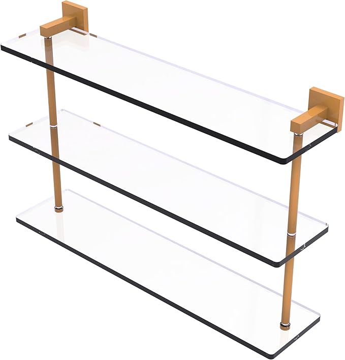 Allied Brass MT-5-22-GLY Montero Collection 22 Inch Triple Tiered Glass Shelf, Golden Yellow