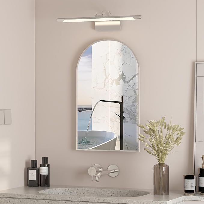 Arched Medicine Cabinet with Mirror,Recessed Medicine Cabinet Mirrors for Bathroom Mirror with Storage,Brushed Nickel Arched Metal Edge,14x18
