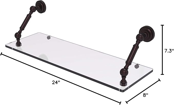 Allied Brass DT-1-24 Dottingham Collection 24 Inch Floating Glass Shelf, Antique Bronze