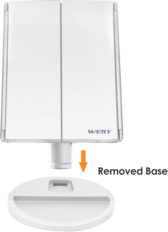 WEILY Makeup Vanity Mirror with 21 LED Lights and Touch Screen, Tri-Fold 1x 2X 3X Magnification,180° Adjustable Rotationand USB Powered,Countertop Cosmetic Makeup Mirror (White)