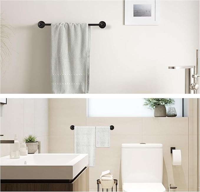 Flat Black Towel Bar - 18-Inch Wall Mount Bathroom Towel Rack, Rustproof and Space-Saving Design for Home & Hotel,Modern Design for Efficient Bathroom Storage