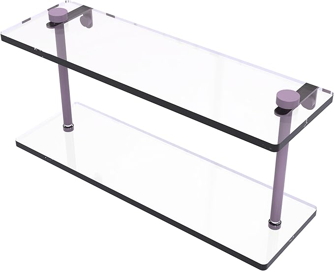 Allied Brass NS-2/16-LVN 16 Inch Two Tiered Glass Shelf, Lavender