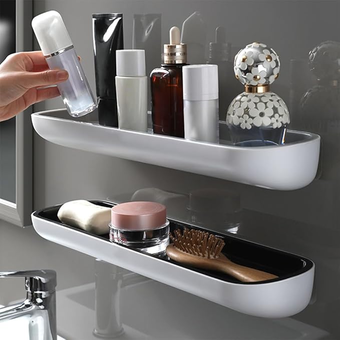 DONGKER Bathroom Storage Shelf,No Drilling Required Bathroom Shelves Removable for Bathroom Living Room Bedroom Balcony