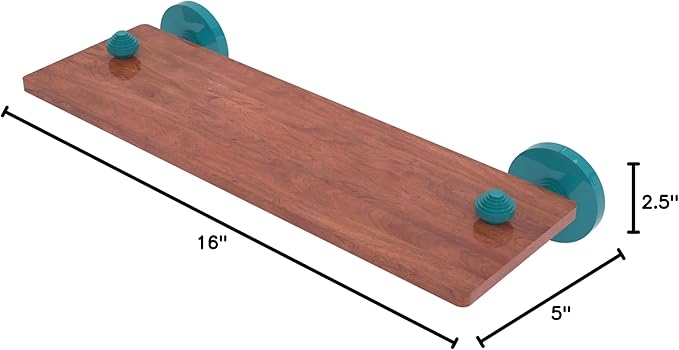 Allied Brass SB-1-16-IRW-GLT South Beach Collection 16 Inch Solid IPE Ironwood Shelf, Glokzin Teal