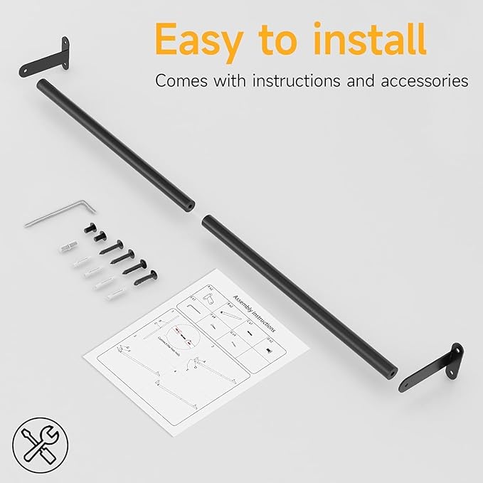 Towel Bathroom Bar, MKO Towel Rod for Bathroom Heavy Duty, Single Towel Bar Hand Towel Holder, Extra Long Towel Bar 30-Inch, Black