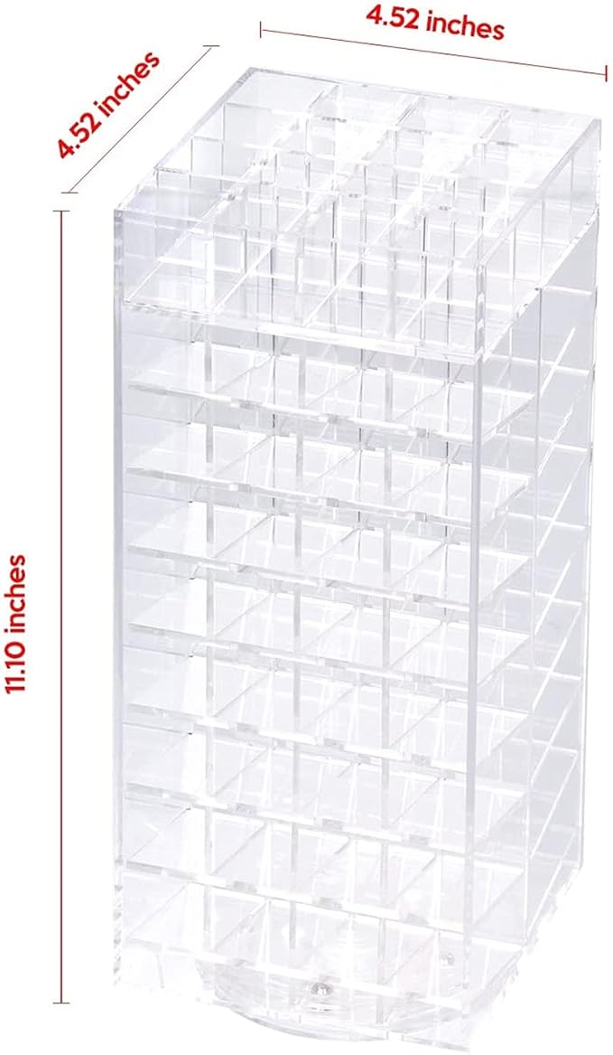 JackCubeDesign 360 Rotating Lipstick Clear Acrylic Display Rack Organizer Stand Lazy Susan Makeup Cosmetics Storage Case Box Carousel Stunning Shelf with 80 Compartments – :MK391A
