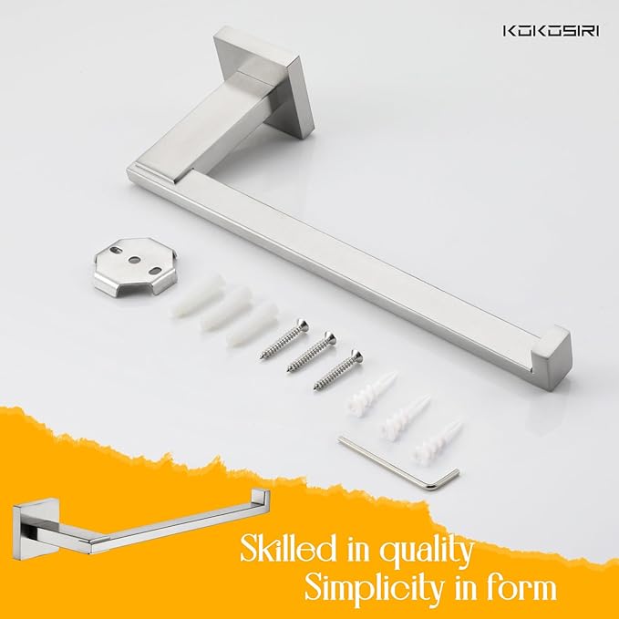KOKOSIRI Towel Bar Brushed Nickel Hand Towel Holder for Bathroom Accessories Organization and Storage Heavy Duty Stainless Steel, Wall Mounted B3006BR