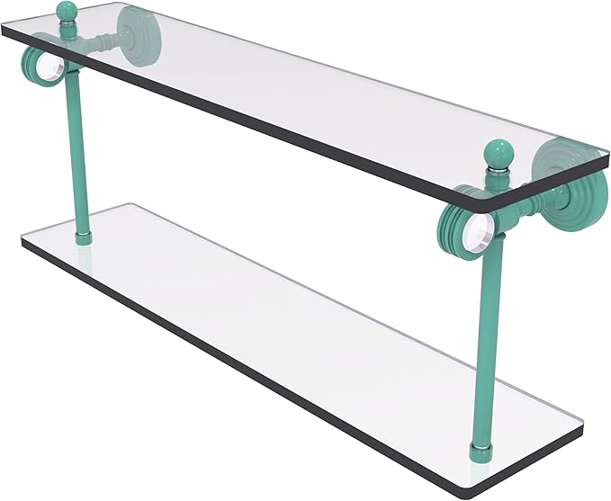 Allied Brass PG-2D-22-SFG Pacific Grove Collection 22 Inch Two Tiered Glass Shelf with Dotted Accents, Sea Foam Green