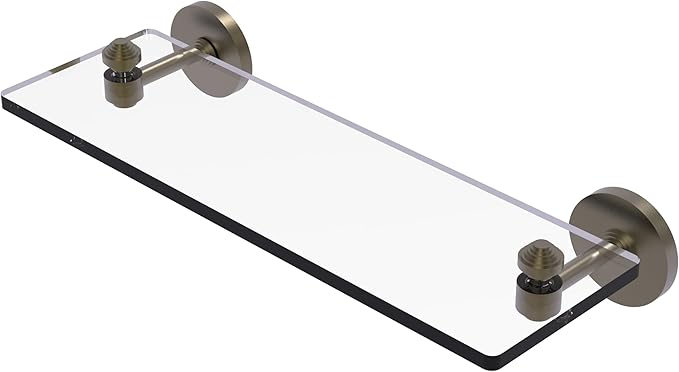 Allied Brass SB-1/16-ABR South Beach Collection 16 Inch Glass Vanity Beveled Edges Shelf, Antique Brass