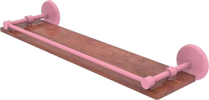 Allied Brass MC-1-22-GAL-IRW-PNK Monte Carlo Collection 22 Inch Solid IPE Ironwood Shelf with Gallery Rail, Pink
