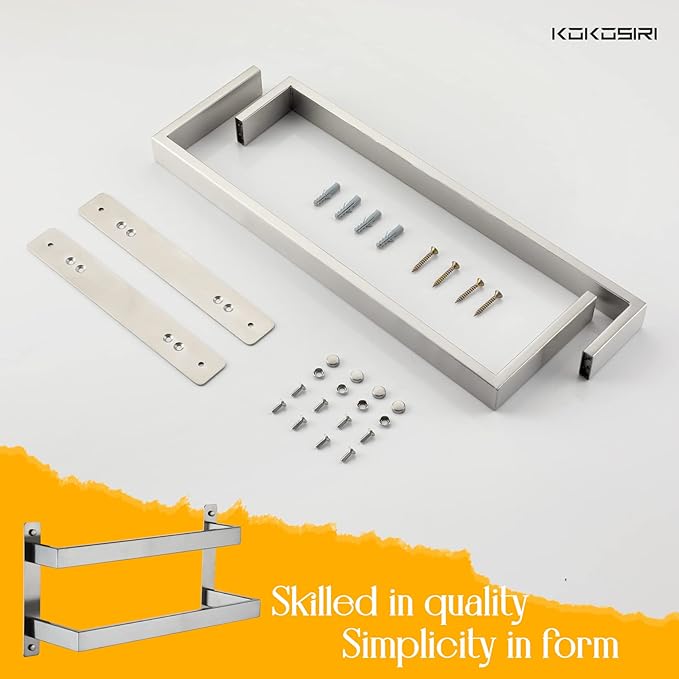 KOKOSIRI Hand Towel Bars 16 Inches Bathroom 2-Tiers Ladder Towel Rails Towel Holders Wall Mounted Towels Shelves Rack Brushed Stainless Steel, B5008BR-L16