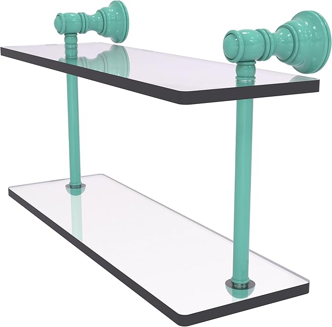 Allied Brass CL-2-16-SFG Carolina Collection 16 Inch Two Tiered Glass Shelf, Sea Foam Green
