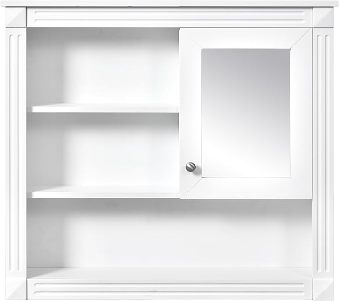 Merax Bathroom Medicine Cabinet with Mirror Door & Adjustable Shelves, 32" x 28" Wall Mounted Bathroom Storage Cabinet with Mirror, Over The Toilet