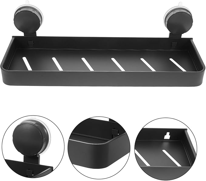 STOBAZA No Drill Suction Cup Wall Shelf for Toiletries Makeup Easy Installation Modern Design for Smooth Surfaces Enhances Bathroom Decor