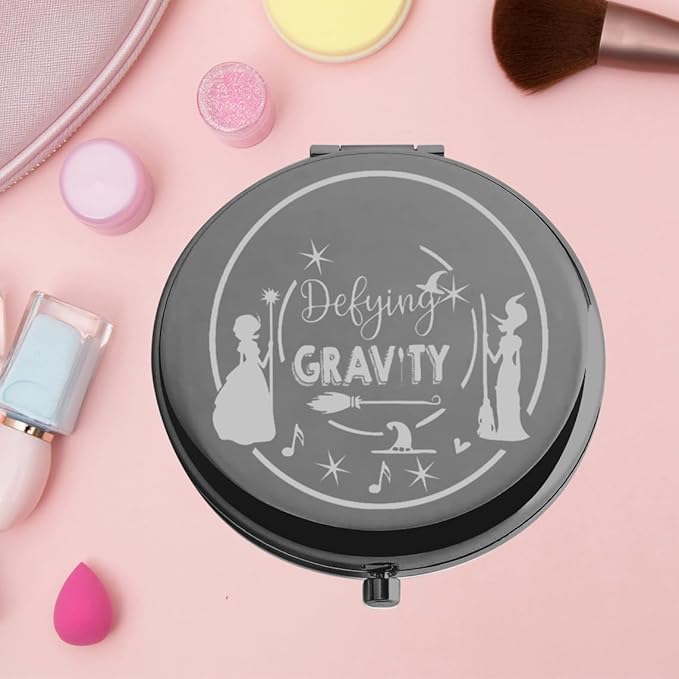 KEYCHIN Witch Pocket Mirror Elphaba and Glinda Fans Gifts Defying Gravity Witch Compact Makeup Mirror Broadway Elphaba and Glinda Witch Merch (Defying Gravity-Bl)