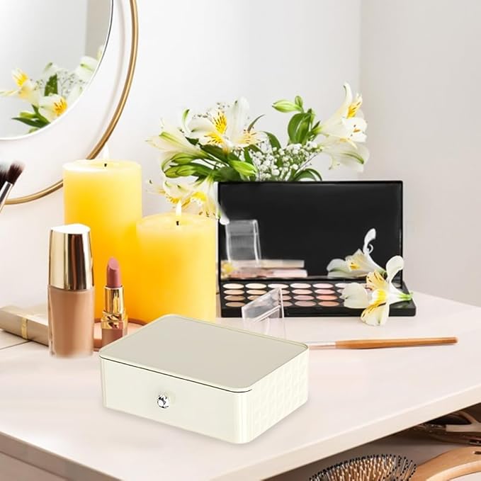 Large Clear Cosmetic Makeup Organizer with Lid, Desktop Cosmetics Box Tabletop Cosmetics Holder, Dresser Top Organizer Case for Cosmetics, Lotion, Beauty Product