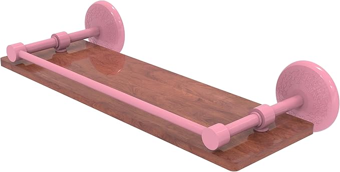 Allied Brass MC-1-16-GAL-IRW-PNK Monte Carlo Collection 16 Inch Solid IPE Ironwood Shelf with Gallery Rail, Pink