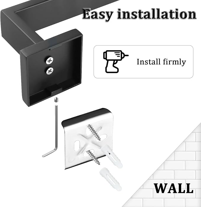 Alise Towel Bar for Bathroom Wall Mounted,24 Inch Towel Racks for Bathroom,SUS304 Stainless Steel Towel Holder Heavy Duty Towel Hanger for Bathroom & Kitchen,Matte Black