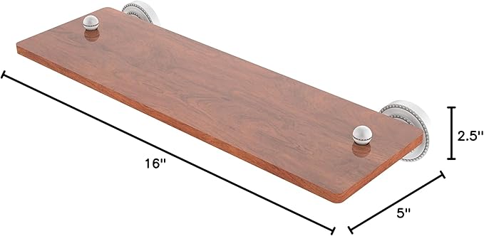 Allied Brass DT-1-16-IRW Dottingham Collection 16 Inch Solid IPE Ironwood Wood Shelf, Matte White