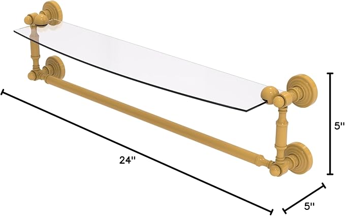 Allied Brass WP-33TB/24-SGL Waverly Place Collection 24 Inch Glass Vanity Shelf with Integrated Towel Bar, Spanish Gold