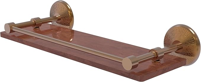 Allied Brass MC-1-16-GAL-IRW-BBR Monte Carlo Collection 16 Inch Solid IPE Ironwood Gallery Rail Shelf, Brushed Bronze