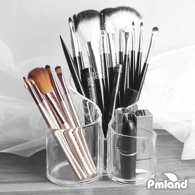 PMLAND Large Wavy Acrylic Makeup Brush and Cosmetic Holder