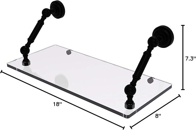 Allied Brass DT-1-18 Dottingham Collection 18 Inch Floating Glass Shelf, Matte Black